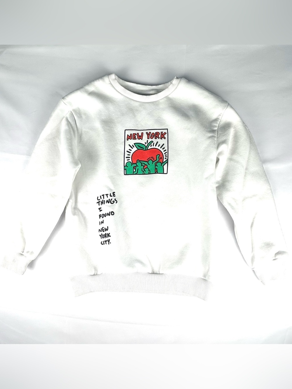 Keith Haring Kids Sweatshirt 7-8Yrs  White New York Graphic Jumper Long Sleeve
